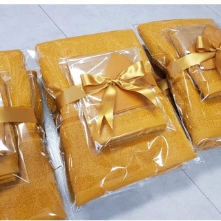 ชุดเซ็ทผ้าขนหนูถวายพระสงฆ์3ชิ้น จัดเซ็ทรวมผูกริบบิ้น cotton100%เนื้อนุ่ม