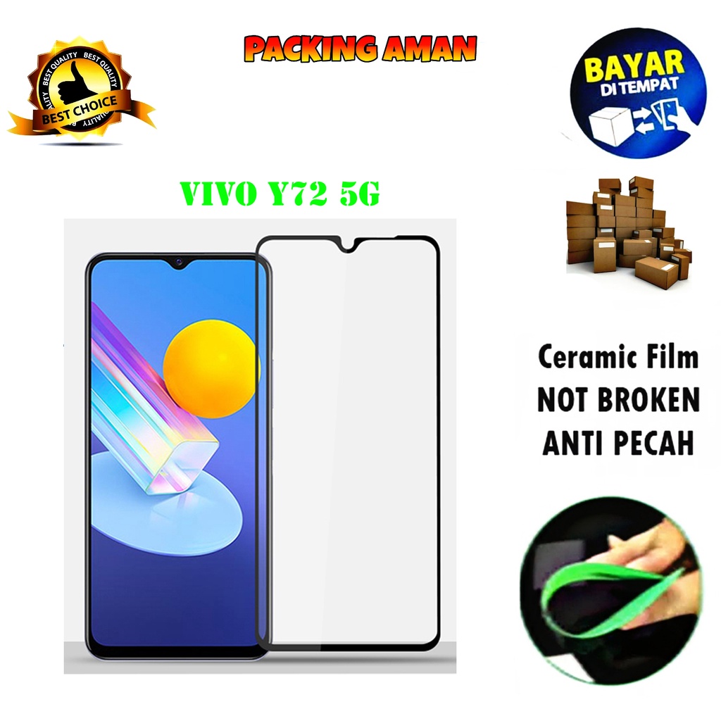 กระจกนิรภัย Vivo Y72 5G FULL COVER FULL SCREEN ฟิล์มเซรามิคป้องกันรอยขีดข่วน