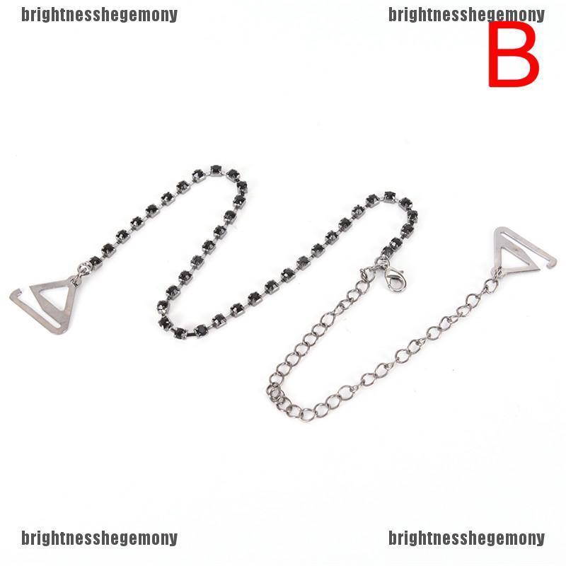 thro Women 1Set 12Row Clear Crystal Rhinestone Metal Bra Straps