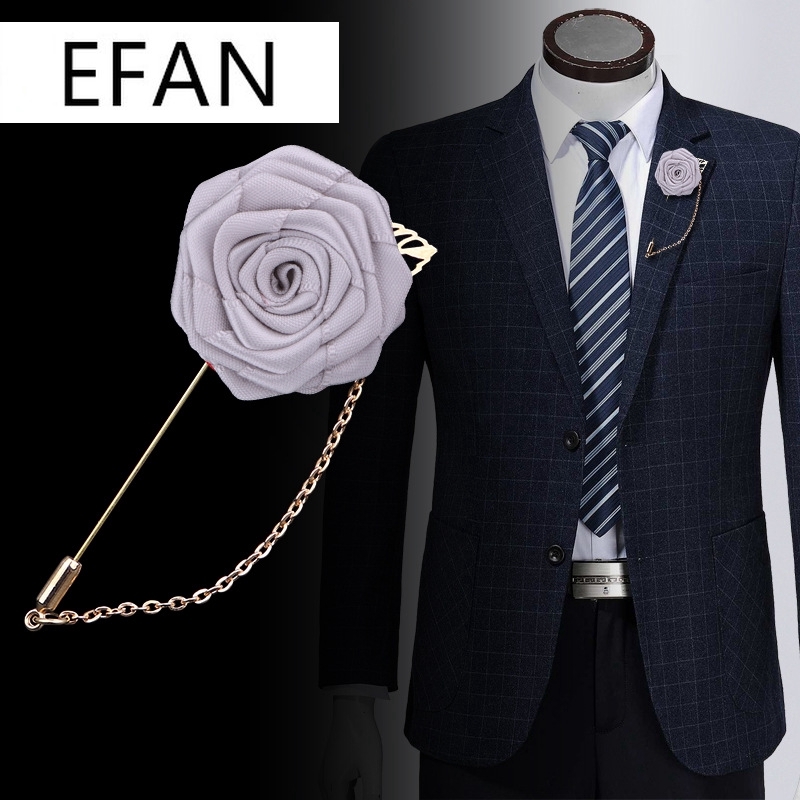 เครื่องประดับบูติกโซ่ทองใส่ใบยาวเข็มกลัดระดับไฮเอนด์ผู้ชาย บูคอนนี่ร์ คู่กุหลาบสูทอุปกรณ์เสริม