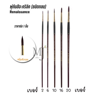 Renaissance พู่กัน พู่กันสีอะคริลิค พู่กันกลม ROUND BRUSH ราคาต่อ 1 ชิ้น