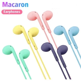 U19 หูฟัง Macaron สี 3.5 มม. หูฟังแบบมีสายพร้อมไมโครโฟนสำหรับมือถือ for androids หูฟังสเตอริโอเบสสูง หูฟังแบบมีสาย HiFi