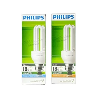 หลอดตะเกียบ​ หลอดประหยัดไฟ​ Compact Fluorescent 8W 11W 14W 18W ยี่ห้อ PHILIPS รุ่น​ จีนี่ Genie 3U
