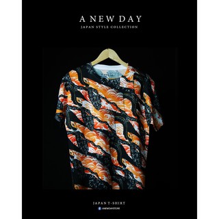 A NEW DAY 178 เสื้อสกรีนเต็มตัว สไตล์ญี่ปุ่น ลาย Salmon ปลาแซลม่อน