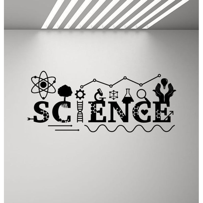 วิทยาศาสตร์ Wall Decal ป้าย DNA Decal โรงเรียนห้องเรียนโปสเตอร์การศึกษาคําคมไวนิลสติกเกอร์ Class Room Decor เคมี Wall Art