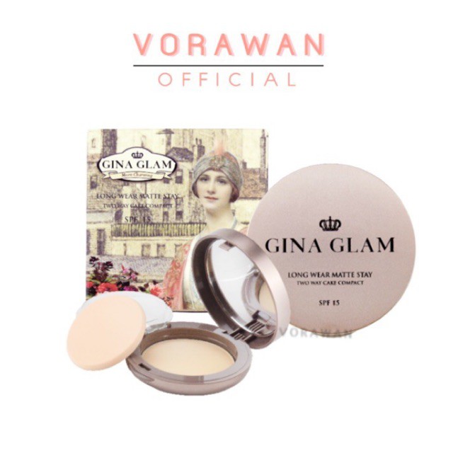 แป้งพัฟ GINA GLAM pressed powder G40  แป้งพัฟ แป้งผสมรองพื้นที่ดีที่สุด ปกปิดเรียบเนียน คุมมัน