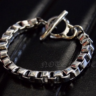 สร้อยข้อมือเงินแท้ลายกล่อง อิตาลี รมดำ Star of David T-Bar Sterling Silver 925 NSBL2587