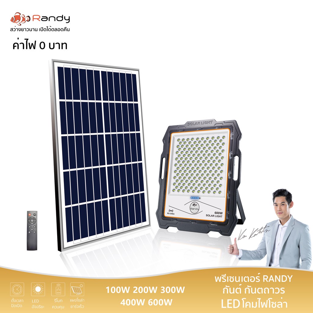 โค้ดลด!!☀️ RANDY Solar cell ☀️ โคมไฟ LED โซล่าเซลล์ สปอร์ตไลท์ Solar Light SPORT D พลังงานแสงอาทิตย์