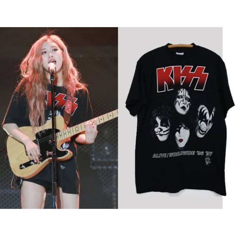 เสื้อยืดแฟชั่น ✤✗☬เสื้อ KISS ROSE วง BLACK PINK โรเซ่ เพจผ้าบางขายเป็นพัน บางเบาใส่สบาย สกรีนสุดๆ จมๆ ป้ายห้อย Anvil แดง
