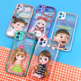 เคส i11/ i12 Pro Max/ i13 Pro/ i13 Pro Max เคสขอบนิ่มใส TPU พิมพ์ลายกันรอยกล้อง เคลือบเจลกากเพชร