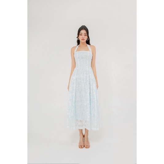 เดรสยาวผู้หญิงหรูหรา Camelia blue Dress
