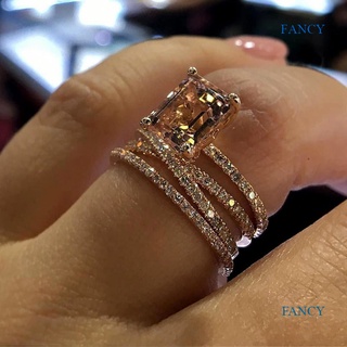 Fancy ใหม่ แหวนหมั้นแชมเปญ ประดับเพชร สีโรสโกลด์ สไตล์ยุโรป และอเมริกา