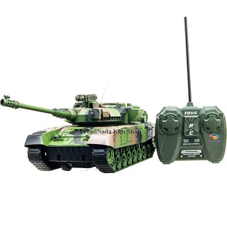 ProudNadaToys ของเล่นเด็กรถถังบังคับวิทยุ(คันใหญ่)RC TANK SERIES สีเขียว NO.XJ13