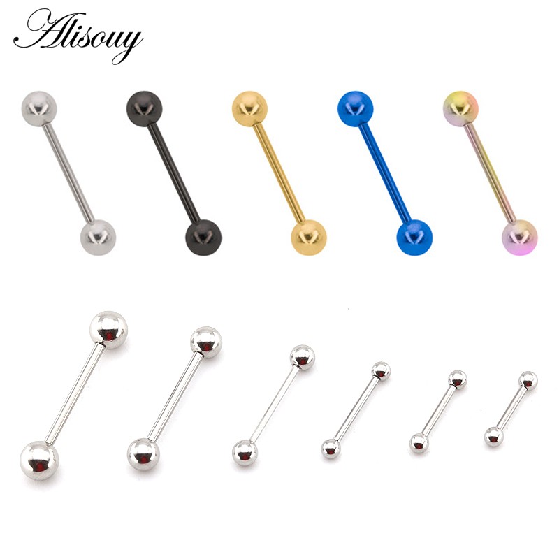 2 ชิ้นสแตนเลส Barbell หูกระดูกอ่อน Tragus Helix Stud Bar ต่างหูเจาะ