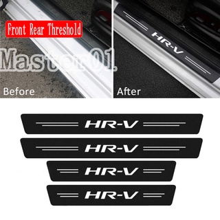 สติกเกอร์คาร์บอนไฟเบอร์ ป้องกันรอยขีดข่วน ลายโลโก้รถยนต์ สําหรับ Honda HR-V HRV 4 ชิ้น