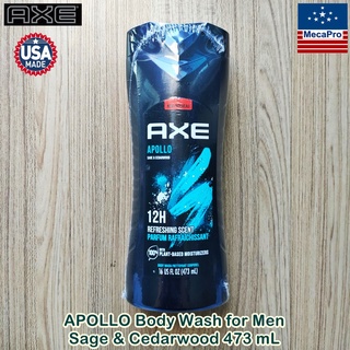 AXE® APOLLO Body Wash for Men, Sage &amp; Cedarwood 473 mL แอ๊กซ์ เจลอาบน้ำ สำหรับผู้ชาย กลิ่นหอมจากสมุนไพร