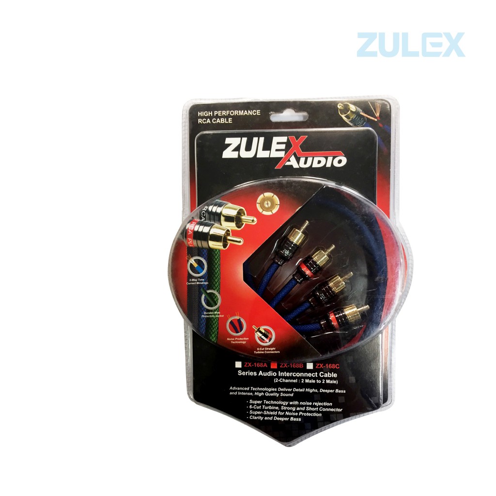 Zulex สายสัญญาน RCA Audio หัวต่อดิไซด์สั้นแข็งแรง ชนิด 6 กลีบ(ใบพัด) RCA เข้า 2ออก2 RCA Audio รุ่น Z