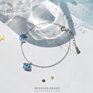 MeeningBrand ❥ สร้อยข้อมือเงิน BLUE SATURN&amp;BLUE MOON [01-0018]