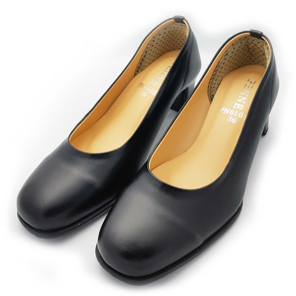 Penne รองเท้าคัชชู สีดำ หัวกลม รับปริญญา ใส่เรียน คัชชูนักเรียน หนังนิ่ม หัวตัด หน้ากว้าง ใส่สบาย งานแฮนเมด จากโรงงาน