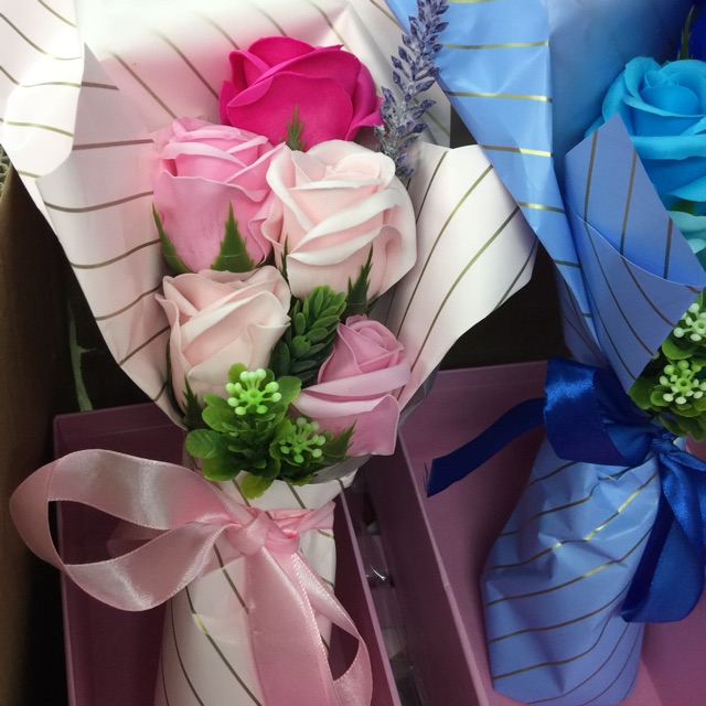 ดอกไม้สบู่จัดช่อ 5 ดอก คละสี