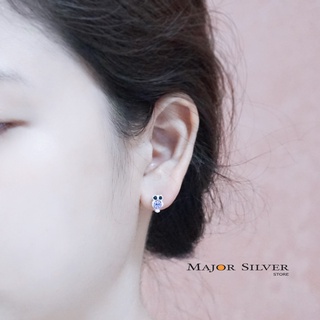 🎁ต่างหูเงินแท้ 92.5% นกฮูกใส่พลอย ต่างหูน่ารักๆ แฟชัน สไตล์เกาหลี Major Silver  :  E-Owl3cr-6