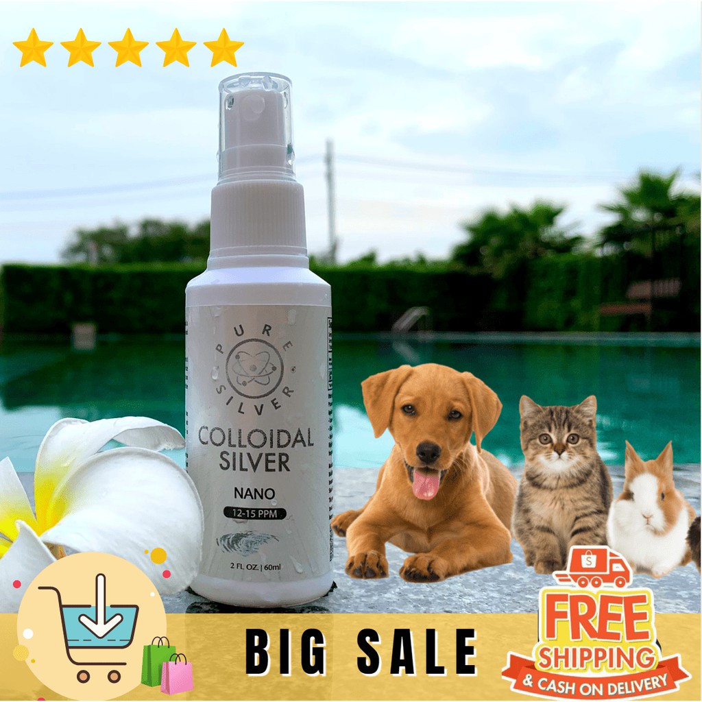 Silver Nano Spray (ซิลเวอร์ นาโน สเปรย์) 60 ml,Pet Wound Healing Colloidal Silver, 99.9% Disinfectant for Pets, Dog, Cat