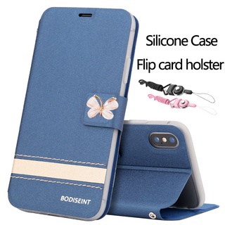 เคสฝาพับ ล็อค OPPO A96 A83 A57 A39 Find X2 X5 Pro K3 เคสมือถือ Soft TPU Case เคสโทรศัพท์ Luxury Butterfly Splicing Card Leather Holster ฝาพับแม่เหล็ก ซองหนัง มีเชือกคล้อง