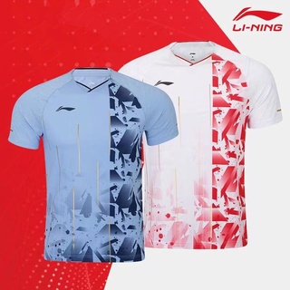 Li Ning เสื้อผ้าแบดมินตัน แขนสั้น ระบายอากาศ แห้งเร็ว เหมาะกับฤดูร้อน สําหรับผู้ชาย และผู้หญิง เล่นกีฬา เทนนิส