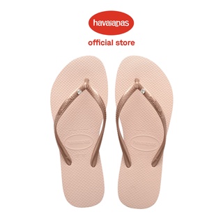 HAVAIANAS SWAROVSKI รองเท้าแตะ ประดับคริสตัล ทรงบัลเล่ต์ สีโรส แบบเข้ารูป สําหรับผู้หญิง