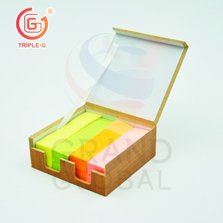 Triple-G กระดาษแถบกาว STICK NOTE MEMO กระดาษโน๊ต กระดาษ แถบกาว เล็ก พร้อม กล่อง ลายไม้