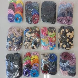 ยางรัดผม 13 แบบ 100 เส้น 82 บาท