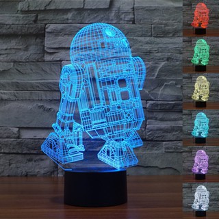 โคมไฟตั้งโต๊ะ Star Wars R2D2 หุ่นยนต์ 3 D Night Light 7 สี Gift ของขวัญ