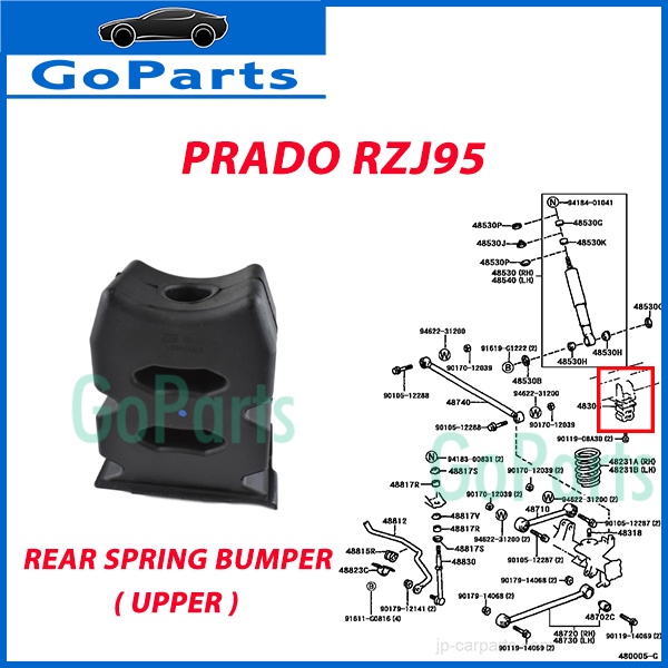 TOYOTA PRADO RZJ95 KZJ95 REAR SPRING BUMPER MOUNTING UPPER 1PC