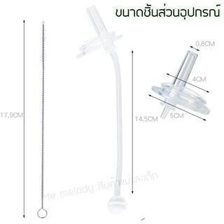 หลอดเปลี่ยนขวดนมเด็ก หลอดซิลิโคน หลอดหัดดื่ม สำหรับขวดนมคอกว้าง แถมแปรงล้างหลอด