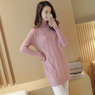 สินค้าพร้อมส่งทุกวันจากไทย เสื้อกันหนาวไหมพรม คอเต่า ตัวยาว