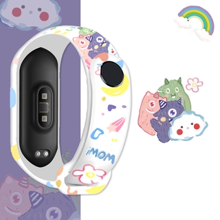 สายรัดข้อมือซิลิโคนพิมพ์ลายการ์ตูน Xiaomi Mi Band 6 5 4 3 สําหรับ Mi Band 5 Strap