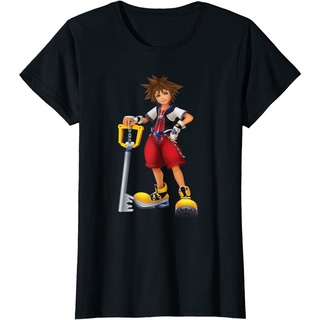 เสื้อยืดแขนสั้นลําลอง คอกลม พิมพ์ลาย Disney Kingdom Hearts Sora Key Blade สไตล์คลาสสิก สําหรับผู้ชาย