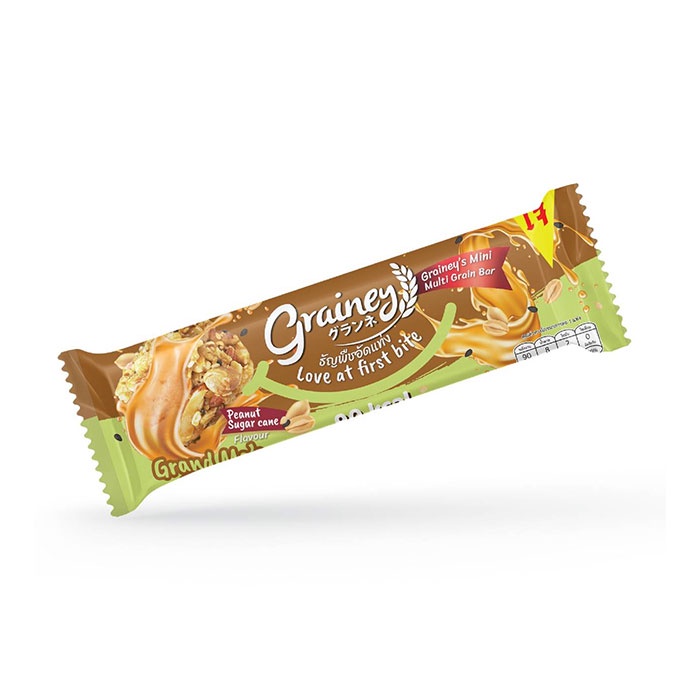 [ยกแพ็ค] Grainey (เกรนเน่ย์) Multigrain Bar ธัญพืชอัดแท่ง รสมัทฉะ ชาเขียว 20 กรัม (1 กล่อง/12 ชิ้น)