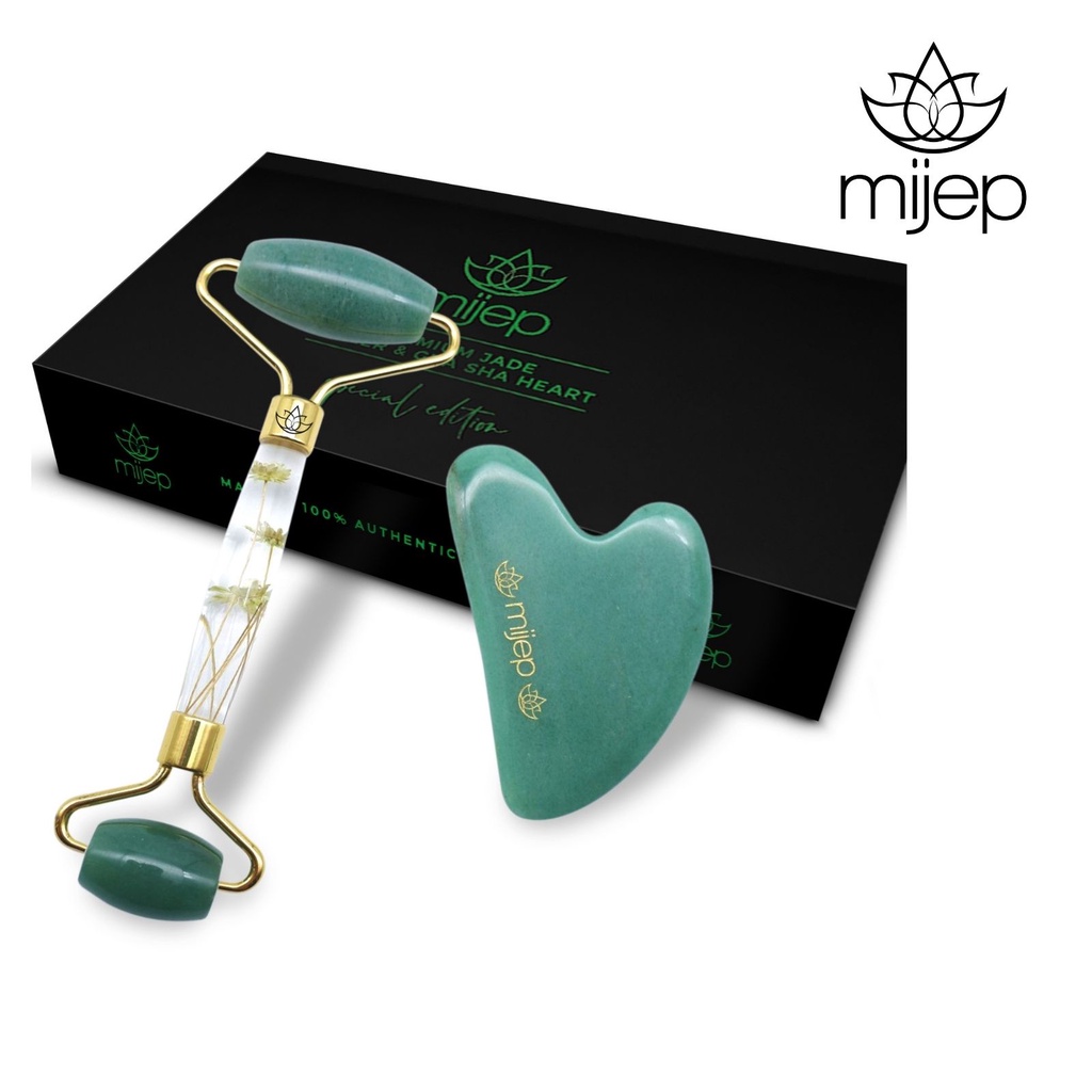 MIJEP Jade Face roller and Jade heart shaped Gua Sha - Special Edition ...