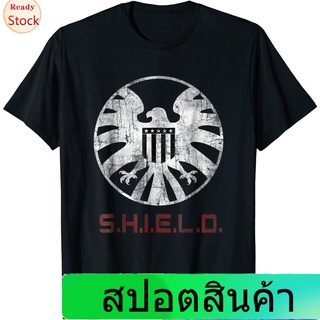 เสื้อยืดผู้ชายและผู้หญิง Marvel Agents of SHIELD Distressed Logo Graphic T-Shirt Sports T-shirt