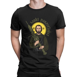 เสื้อยืดผ้าฝ้าย เสื้อยืดแขนสั้นลําลอง คอกลม ผ้าฝ้าย พิมพ์ลาย Saint Panzerfaust เหมาะกับของขวัญวันเกิด สําหรับผู้ชาย