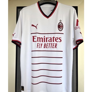 เสื้อกีฬาแขนสั้น ลายทีมชาติฟุตบอลชั้นนํา AC Milan 22 23 ชุดเยือน สีขาว สําหรับผู้ชาย