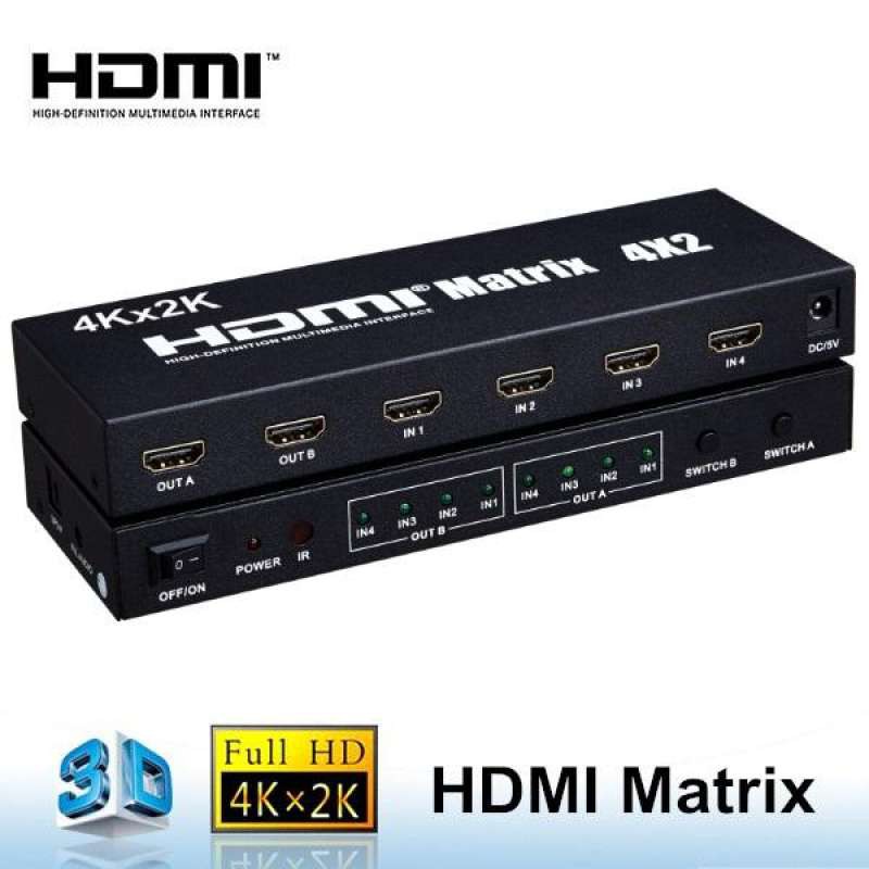 HDMI New HDMI Matrix 4X2 Switch Splitter HIFI Matrix 4 in 2 out with Remote Control Audio Supports H