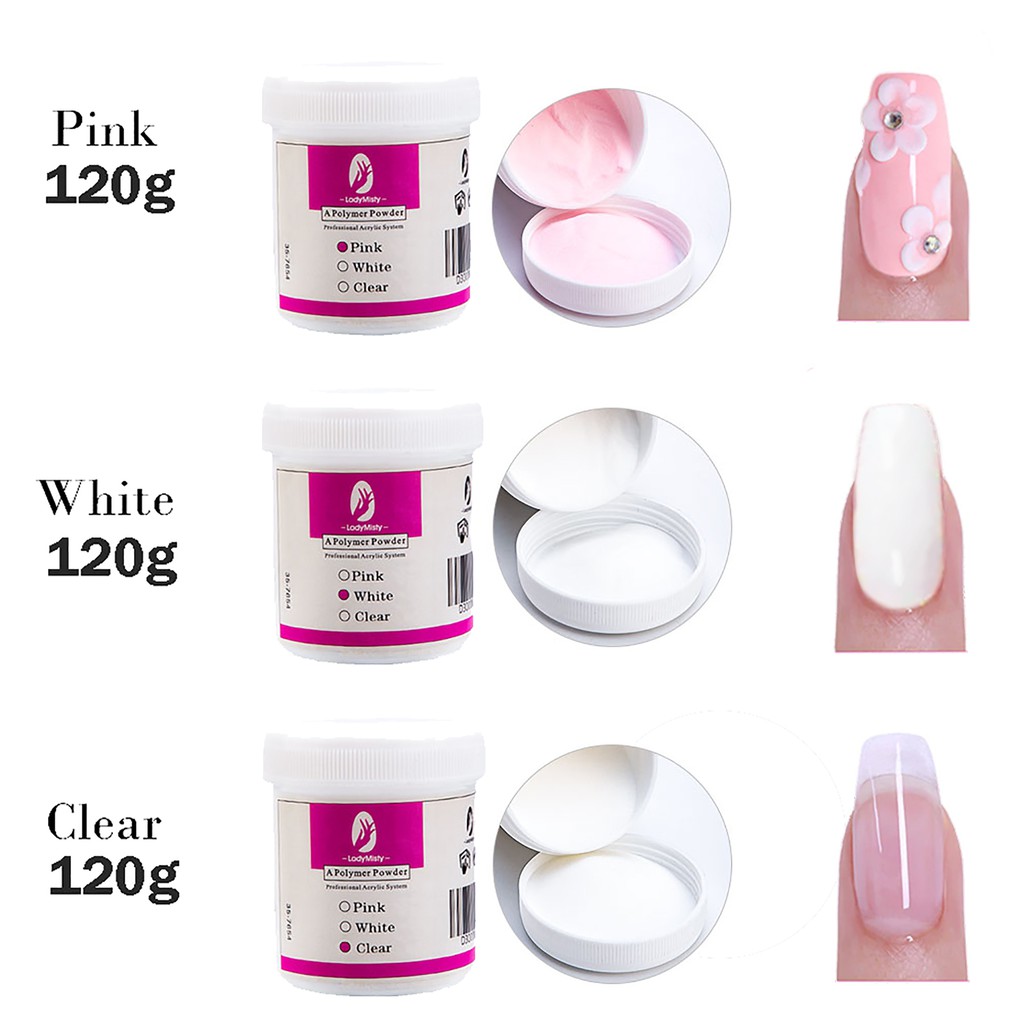 ผงอคลิลิค อคิลิค ต่อเล็บอคิลิค 120ml Acrylic Powder Clear Pink White Carving Crystal Polymer 3D Nail