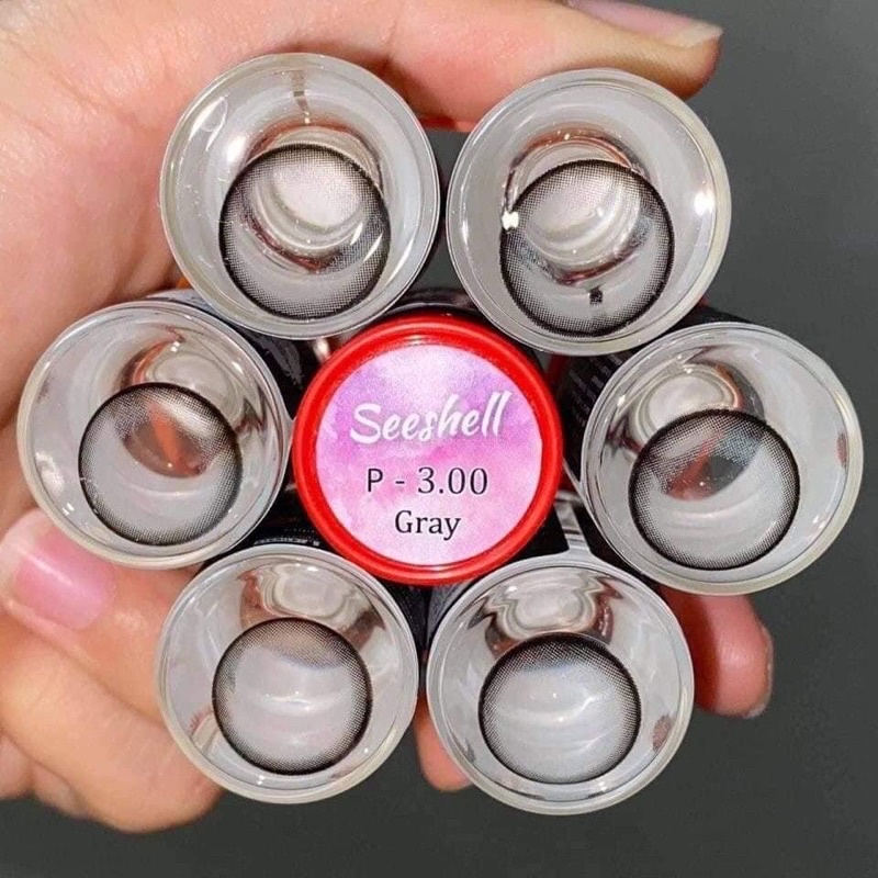 คอนแทคเลนส์ บิ๊กอาย รุ่น Seeshell สีเทา/gray สีตาล/brown มีค่าสายตา (0.00)-(-5.00)