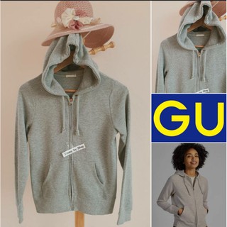 เสื้อสเวตเตอร์แขนยาวมีฮู็ดแบรนด์GU💯💯Sz.XL.สีเขียวเข้มสวมสบาย..ผ้านิ่มมาก