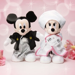 แท้ 100% จากญี่ปุ่น ตุ๊กตา ดิสนีย์ มิกกี้ เมาส์และมินนี่ เม้าส์ Disney Mickey Mouse &amp; Minnie Mouse Wedding Set Japanese