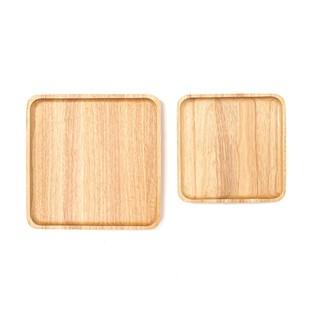 The Woods Tale จานไม้ ถาดไม้ ทรงสี่เหลี่ยมจตุรัส SQUARE PLATE จากไม้แท้ธรรมชาติ มีสีอ่อนและสีเข้ม มี 2 ไซส์