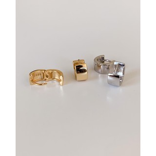 A.piece ต่างหูเงินแท้ [all silver 925 &amp; 14K gold plated] petite bold one-touch (74)