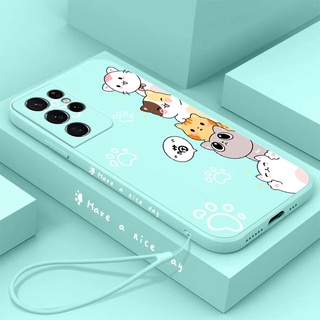 เคสโทรศัพท์มือถือ ซิลิโคน TPU ขอบตรง ลายแมวน่ารัก หรูหรา สําหรับ Samsung A13 4G A13 5G A33 5G A73 5G A53 5G A03S A21s